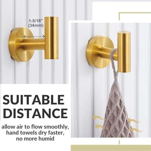 Sturdy Stainless Steel Robe Hook Brushed Gold Wall Hook for Home Storage