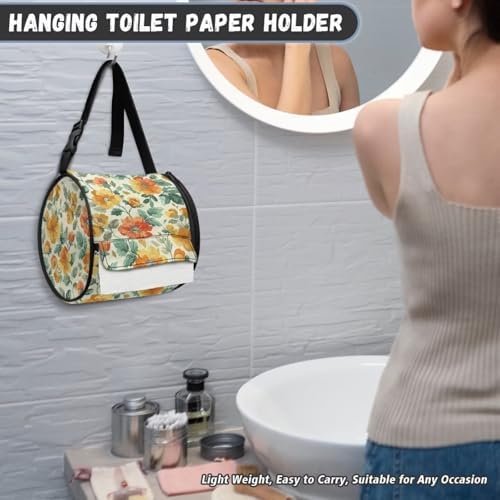 Flower Patterns Outdoor Toilet Paper Holder Reusable Portable for Camping RV Bathroom Decor