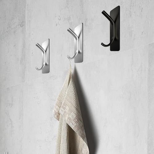 8PCS Berkwood Self-Adhesive Stainless Steel Towel Hook Wall-Mounted Berkshire White 5LB Capacity