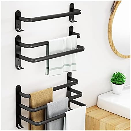 30cm Wall-Mounted Aluminum Black Towel Rail