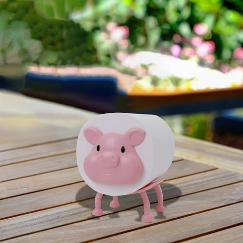 Funny Panda Pink Pig Toilet Paper Holder - 3D Printed self-standing bathroom decor etag