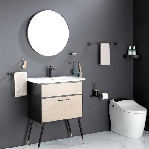 IsolaY Modern Bathroom Hardware Set - Black Robe Hook and More