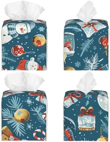 Christmas Snowman Gift Leather Tissue Box 52x52x52