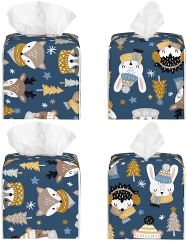Premium Leather Tissue Box Cover Animal Print Design Easy to Install