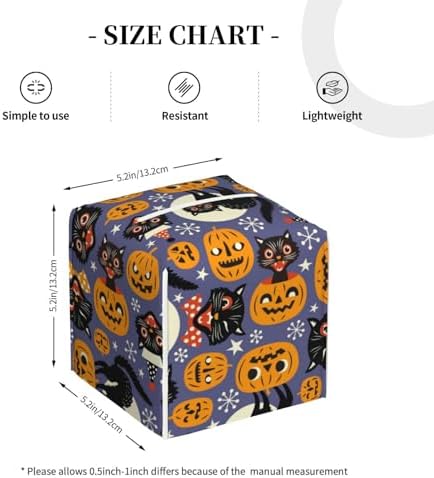 Spooky Cats Halloween Pumpkins Leather Tissue Box Holder