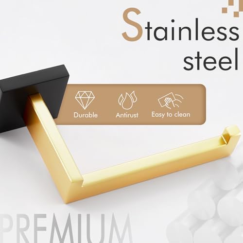 Stainless Steel Wall-Mounted Toilet Paper Holder Matte Black Gold Durable Stylish