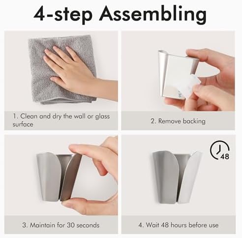 4-Piece Adhesive Towel Holder Stoof for Bathroom or Kitchen