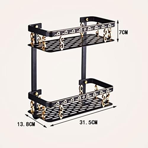 Stylish Black Gold Foldable Towel Bar Set with Triangular Basket for Bathroom Organization