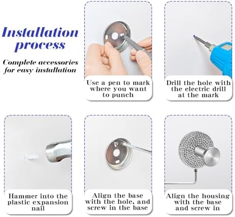 GUFONKOD Polished Matte Chrome Bling Hooks for Shower Bathroom Kitchen Up to 15 lbs - Rhinestone Design