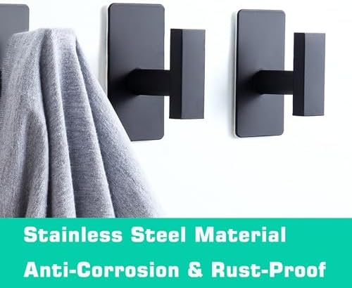 JAAWANMatte Black Stainless Steel Towel Hook Set
