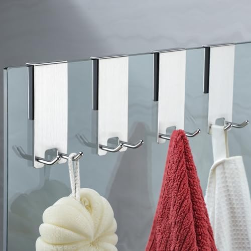 Stainless Steel Glass Shower Towel Hook Set