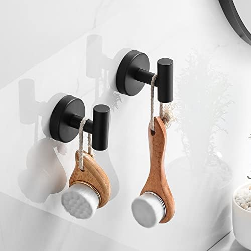 Hinmood 4-Piece Wall-Mounted Robe Towel Hooks Matte Black High-Quality Stainless Steel