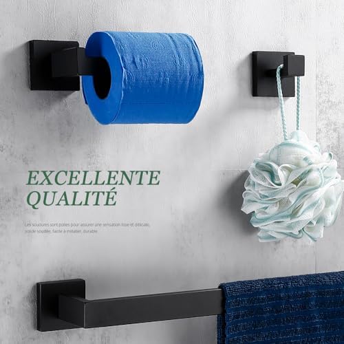 IsolaY Premium Matte Black Bath Towel Holder Set Easy Install
