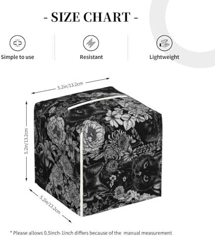 Luwuqiwu Black Cats in a Garden Print Leather Tissue Box Holder