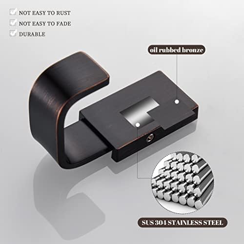 BigBig Home Rust-Resistant Bronze Towel Hooks Oil Rubbed Bathroom Wall-Mounted Space-Saving 4-Pack