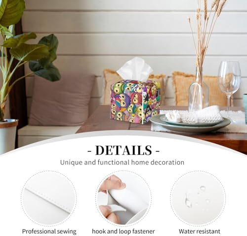 Stylish Cartoon Owl Print Leather Tissue Box Holder