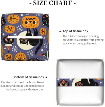 Spooky Cats Halloween Pumpkins Leather Tissue Box Holder