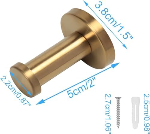 Gold Stainless Steel 10-Piece Bathroom Towel Hook Set with Wall Bracket - Durable for Bathroom Kitchen Bedroom
