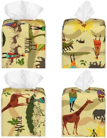 Ethnic African Leather Tissue Box Holder