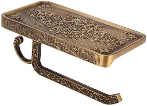 Vintage Antique Brass Toilet Paper Holder with Hook