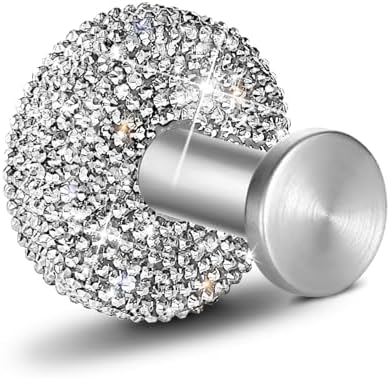 GUFONKOD Polished Matte Chrome Bling Hooks for Shower Bathroom Kitchen Up to 15 lbs - Rhinestone Design