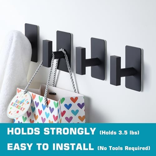 JAAWANMatte Black Stainless Steel Towel Hook Set