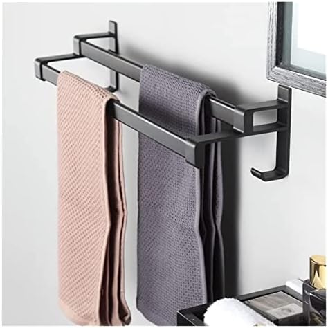 Compact Sleek Aluminum Towel Rail Matte Black No Drilling 30cm bath