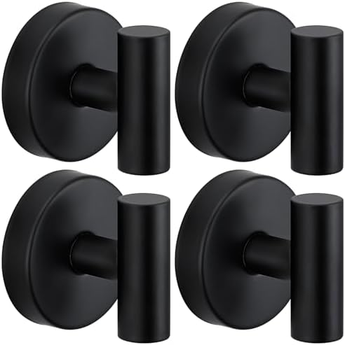 Heavy Duty Suction Cup Shower Hooks for Bathroom - Matte Black 4-Pack with Easy Installation