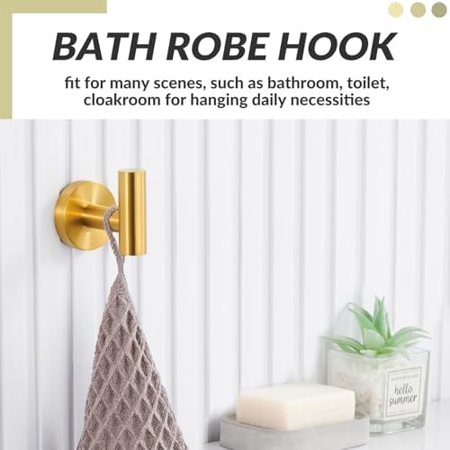 Sturdy Stainless Steel Robe Hook Brushed Gold Wall Hook for Home Storage