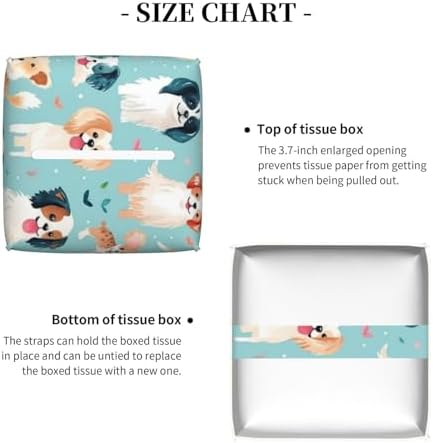 Luwuqiwu Colorful Dog Print Leather Tissue Box Holder 52x52x52inch Square Storage Box for Bathroom Kitchen Home Car