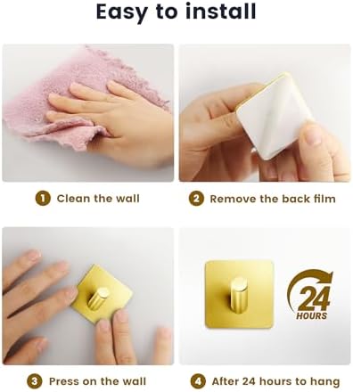 Heavy Duty Adhesive Hooks Set for Bathrooms Kitchen More