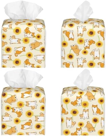 Premium Shiba Inuprint Leather Tissue Box Holder for HomeCar -Long-lasting Durable Design