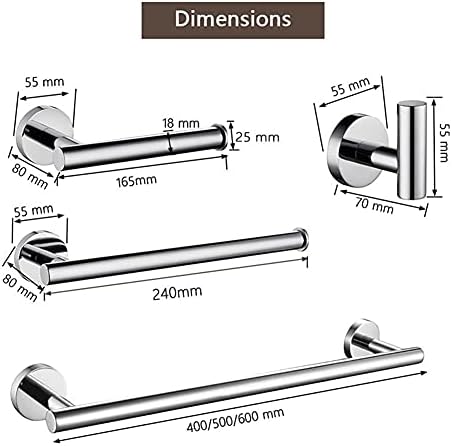 Shining Mirror-Shaped Towel Bar Set for Bathroom