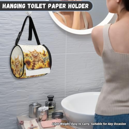 Sunflower Cat Camping Toilet Paper Holder