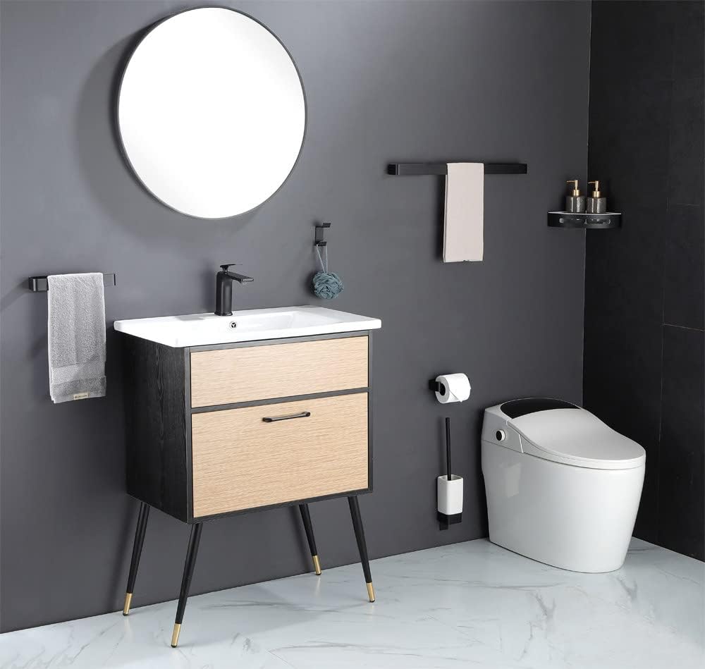 IsolaY Aluminum Bathroom Hardware Set Black Robe Hook Premium Grade Aluminum Alloy Safe Durable