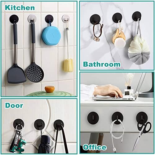 Durable 304 Stainless Steel Black Adhesive Towel Hooks for Bathroom More