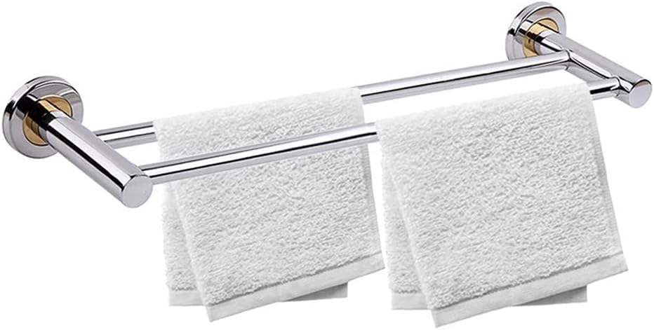 Sturdy 50x14cm Stainless Steel Towel Bar Double Bar Bathroom Rack Wall-Mounted Towel Holder