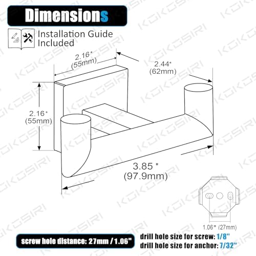 KOKOSIRI Robe Hook Set 3 x Oil Rubbed Bronze Towel Coat Hook for Bathroom Kitchen 100ml Capacity