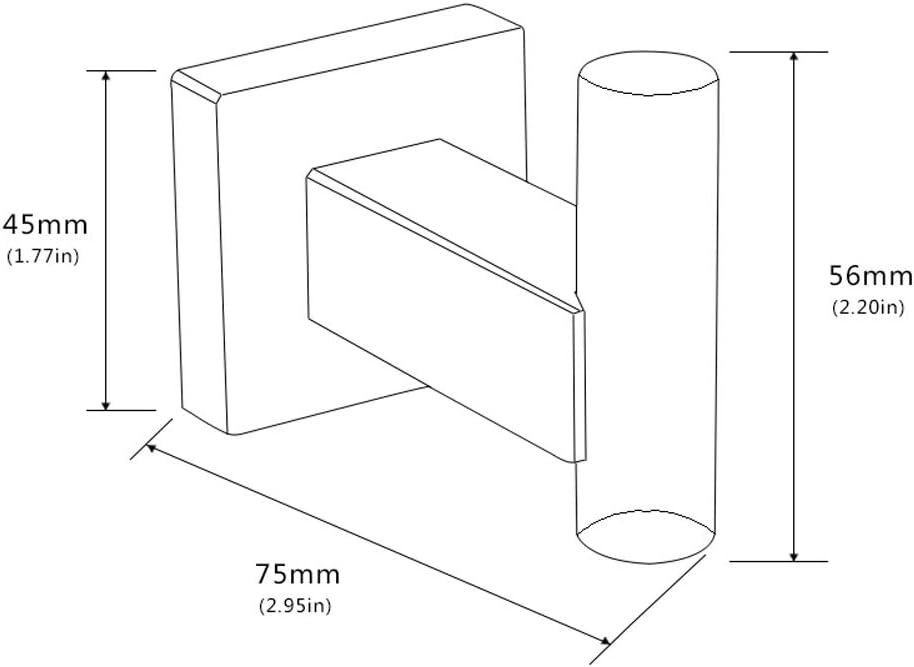 Sturdy 304 Steel Bathroom Coat Hook Single TowelRobe Clothes Hook for Bath Kitchen Garage with Matt Black Finish