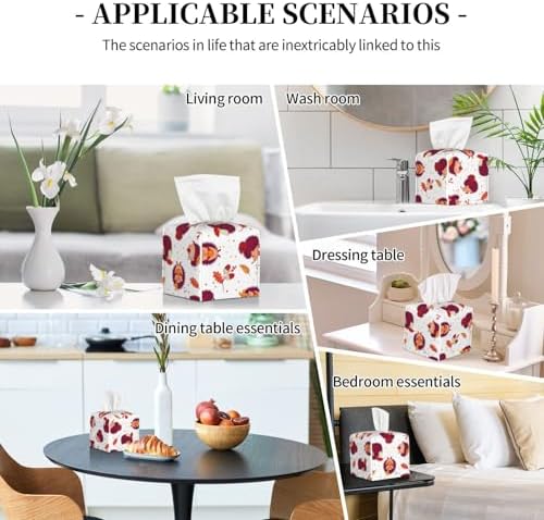 Luwuqiwu Cartoon Hedgehog Print Leather Tissue Box Holder High-Quality Stylish