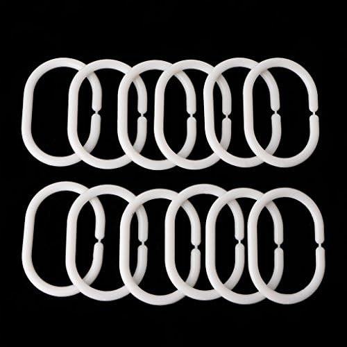 ZHORCIN 12-Piece C-Shape Shower Curtain Ring Hook Set