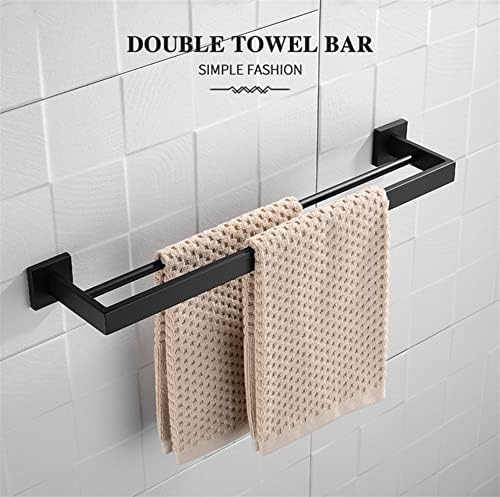 Elegant Black Double Towel Bar Set for Bathroom