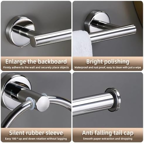 Stainless Steel Bathroom Organizers Set Modern Durable Towel Paper Holder
