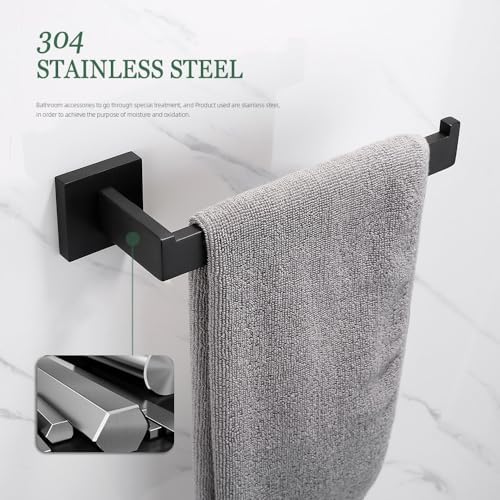 IsolaY Premium Matte Black Bath Towel Holder Set Easy Install