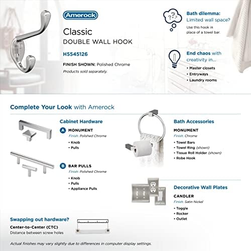 Amerock Noble Double Prong Wall Hook