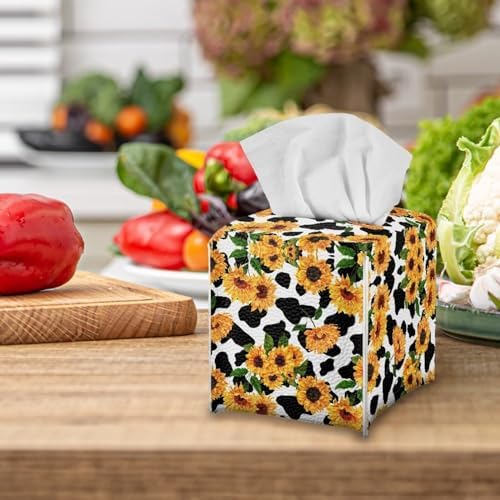 Square Facial Tissue Case with Waterproof PU Leather for Bathroom Office Car Decorative Use