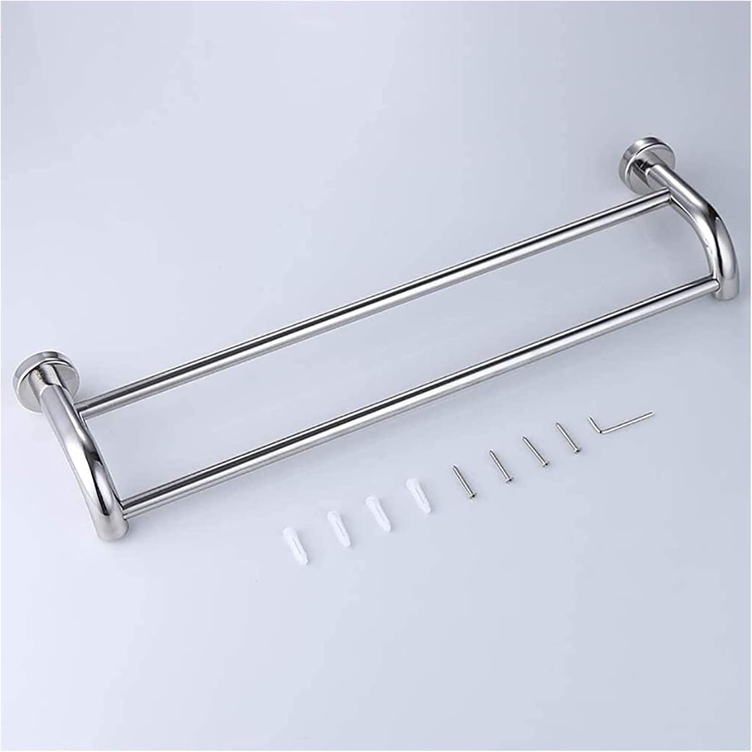 ALDEPO Polished Stainless Steel Towel Rail Bathroom Kitchen Shower Towel Holder Double Bar Design