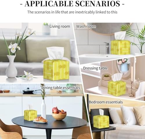 Luwuqiuw 100 Series Gold Pineapple Print Leather Tissue Box Holder