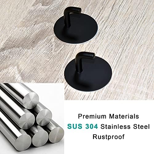 Durable 304 Stainless Steel Black Adhesive Towel Hooks for Bathroom More