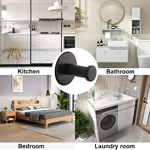 Sturdy 6-Pack bath towel hooks self-adhesive stainless steel weather-resistant